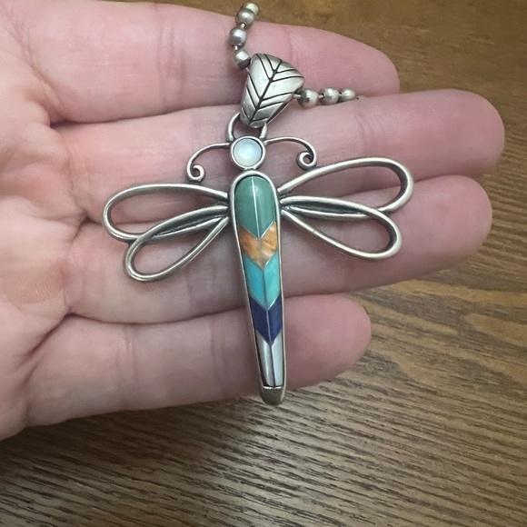 Silver Dragonfly Pendant Necklace - Picture 3 of 7